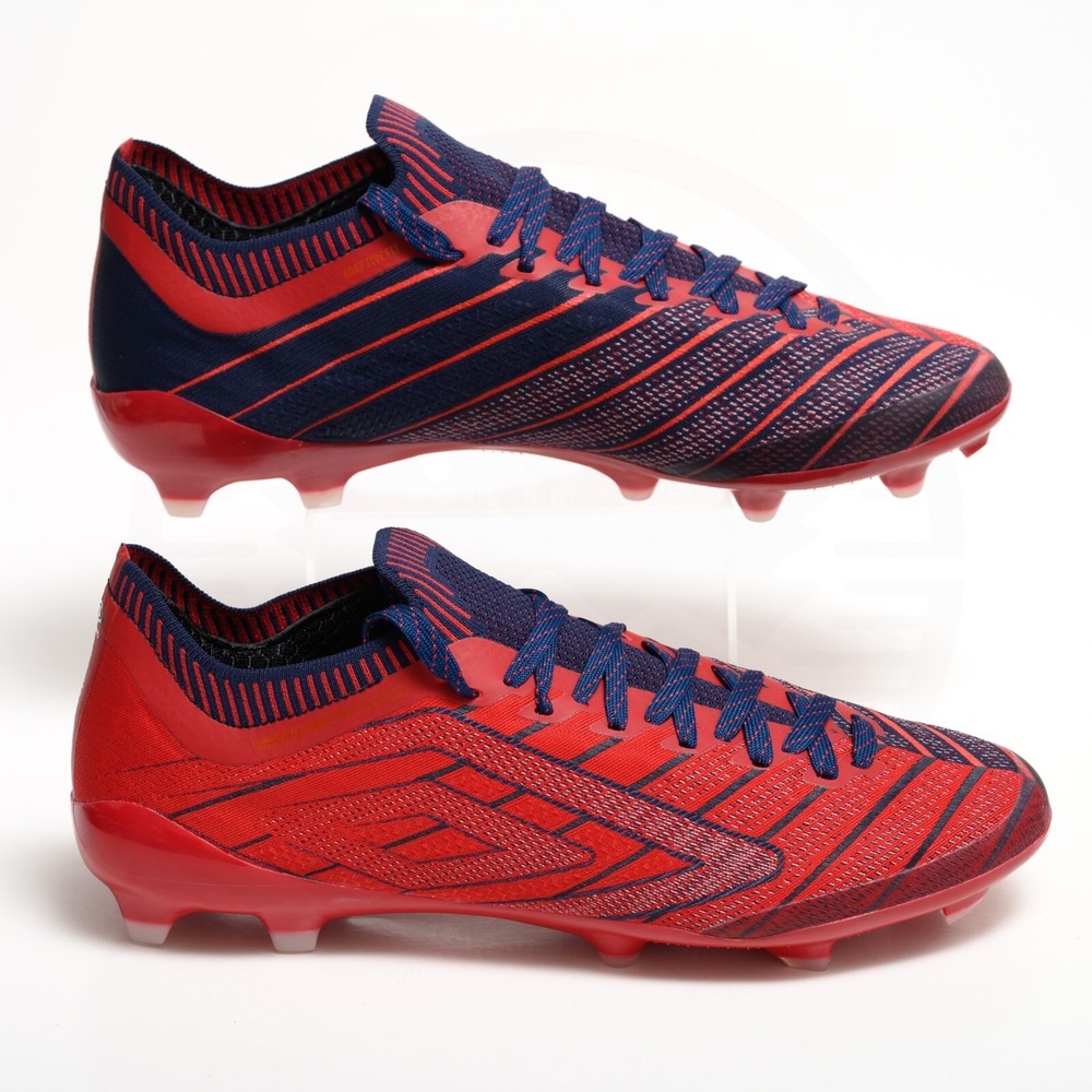 Umbro Velocita Elixir Pro FG Mens Sz 8 Soccer Cleats Shoes Rococco Red Navy NEW